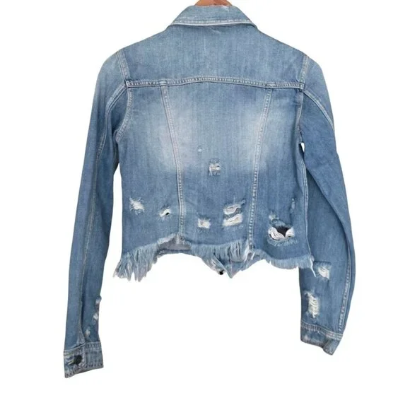 Women's - Hidden Distressed Denim Jacket, Size Small - Picture 9 of 11